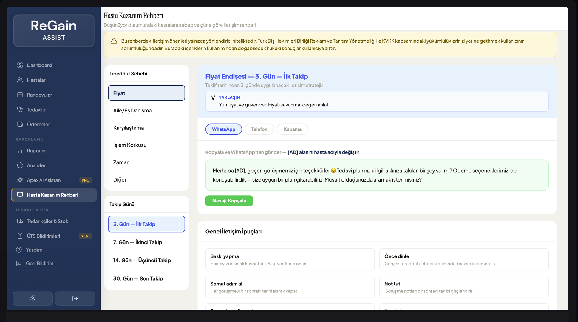 Hasta Kazanım Rehberi